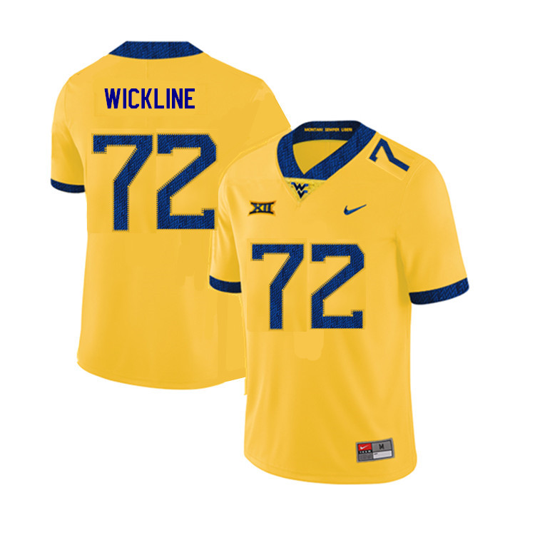 NCAA Men's Kelby Wickline West Virginia Mountaineers Yellow #72 Nike Stitched Football College 2019 Authentic Jersey OP23V01XB